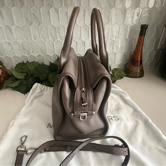 Michael Kors Bedford Pebbled Leather Satchel Bag With Tassels - Taupe - Picture 11 of 13